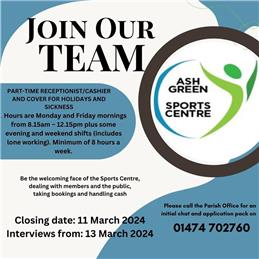 JOIN OUR TEAM : Receptionist /Vacancy